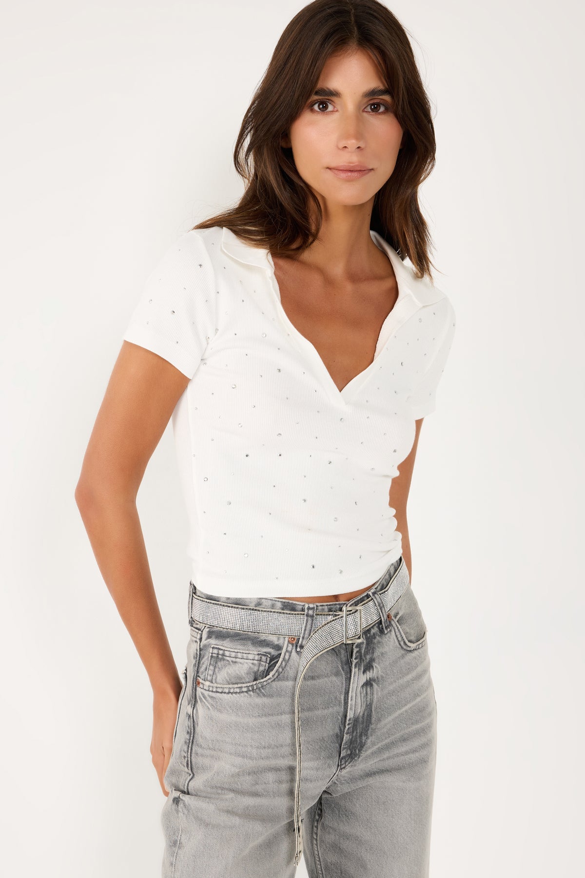 Poloshirt mit Steindetails