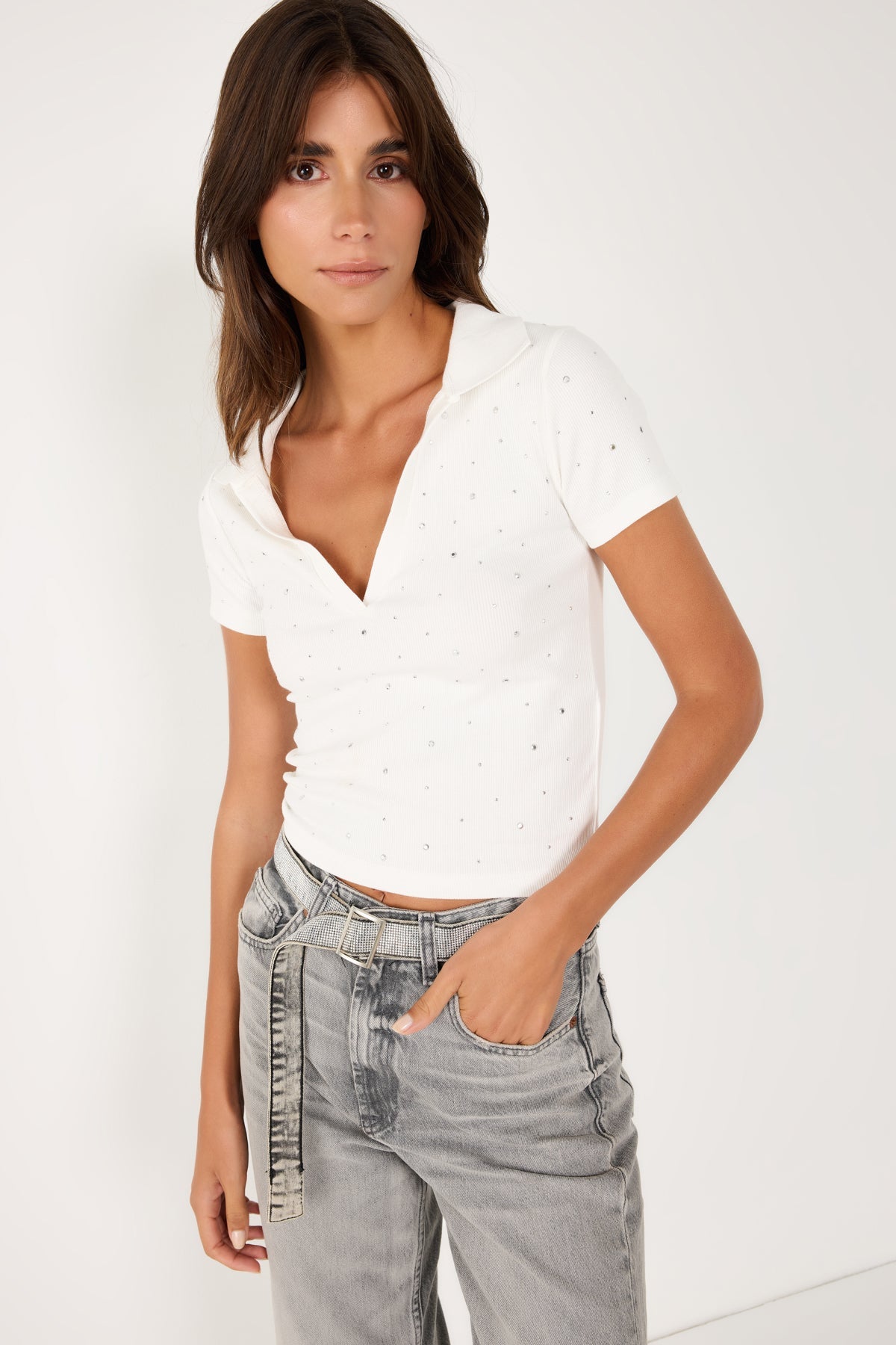 Poloshirt mit Steindetails