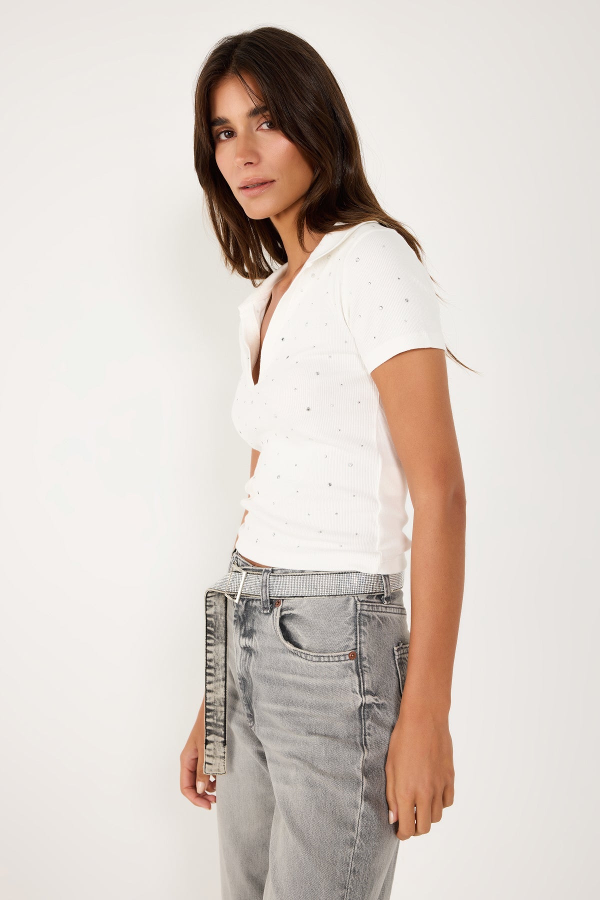 Poloshirt mit Steindetails