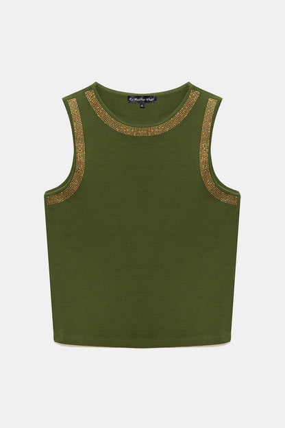 Ärmelloses Tanktop mit Steindetails