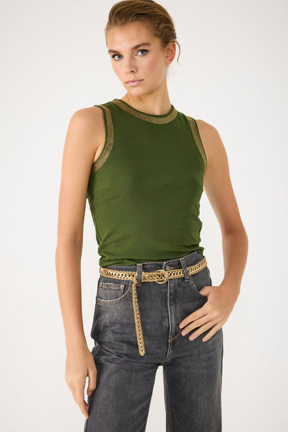 Ärmelloses Tanktop mit Steindetails