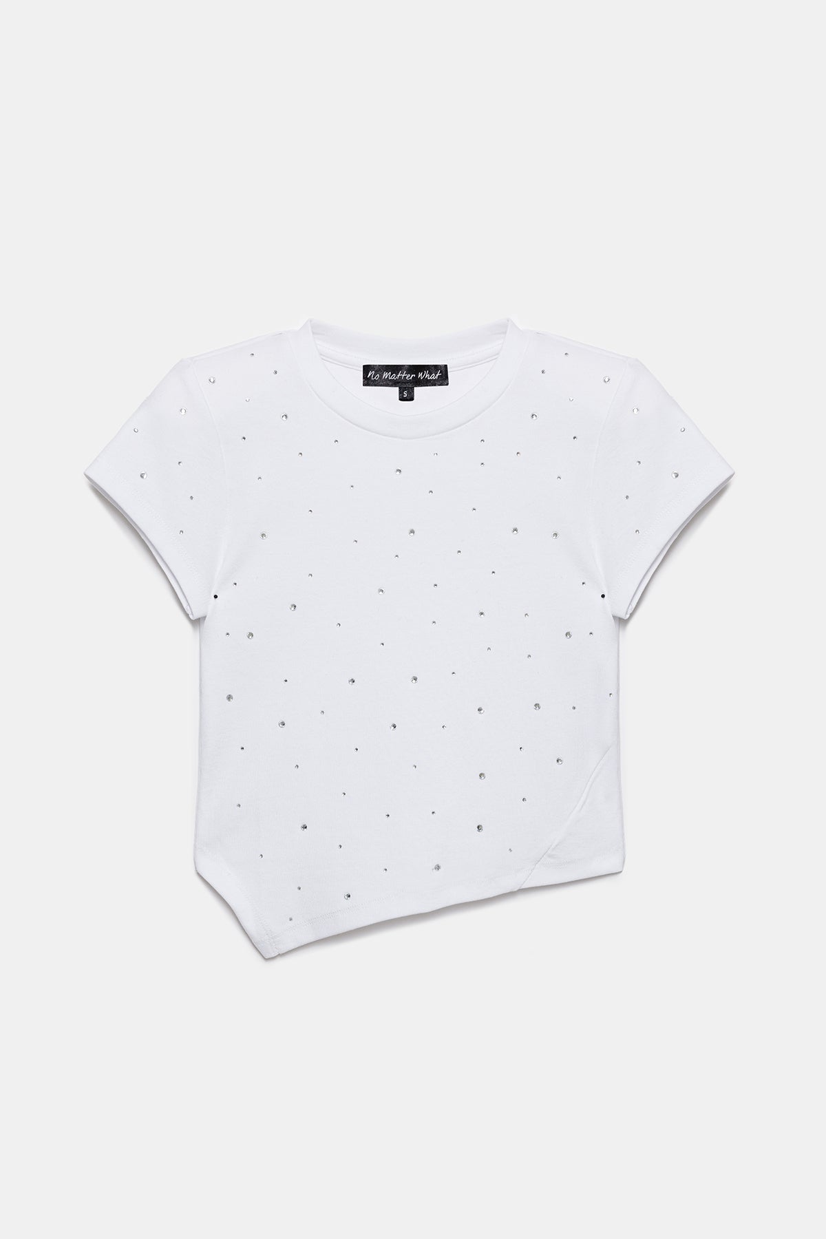 Asymmetrisches Crop-Top mit Steinverzierungen