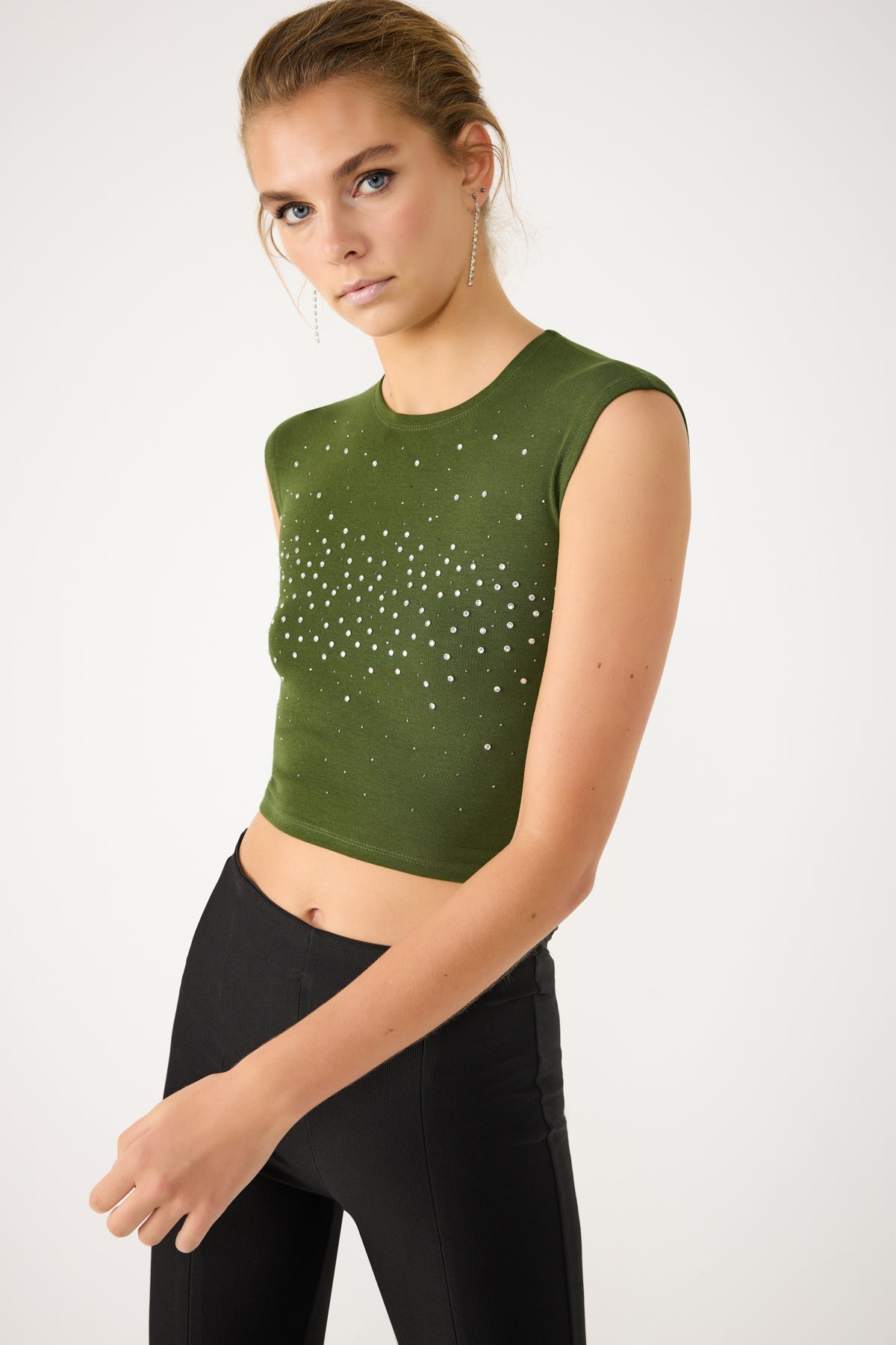 Kurzärmelige Crop-Bluse