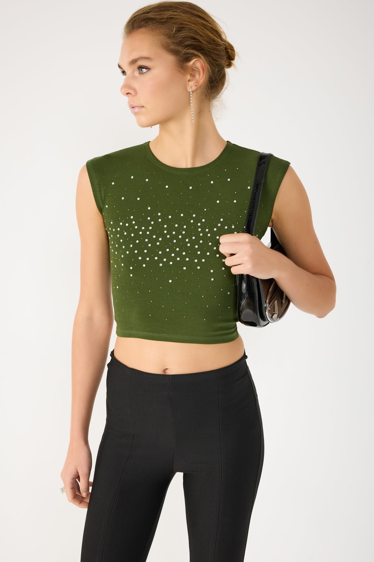 Kurzärmelige Crop-Bluse