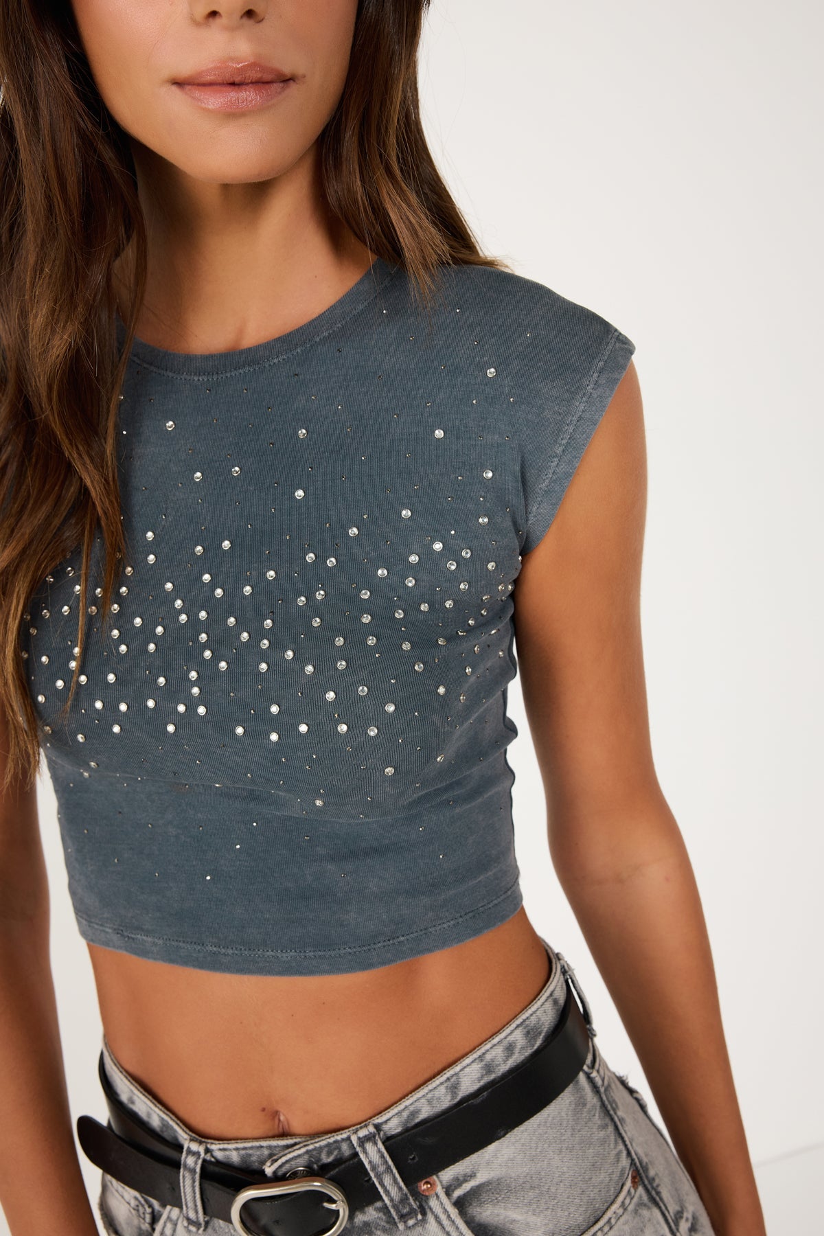Kurzärmelige Crop-Bluse