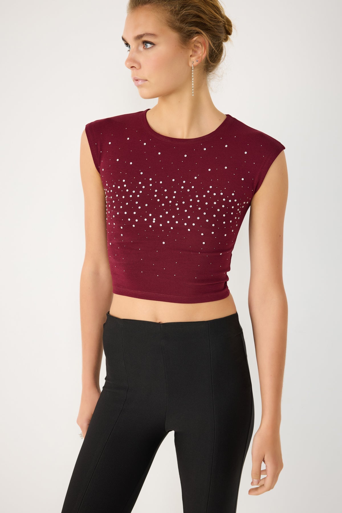 Kurzärmelige Crop-Bluse