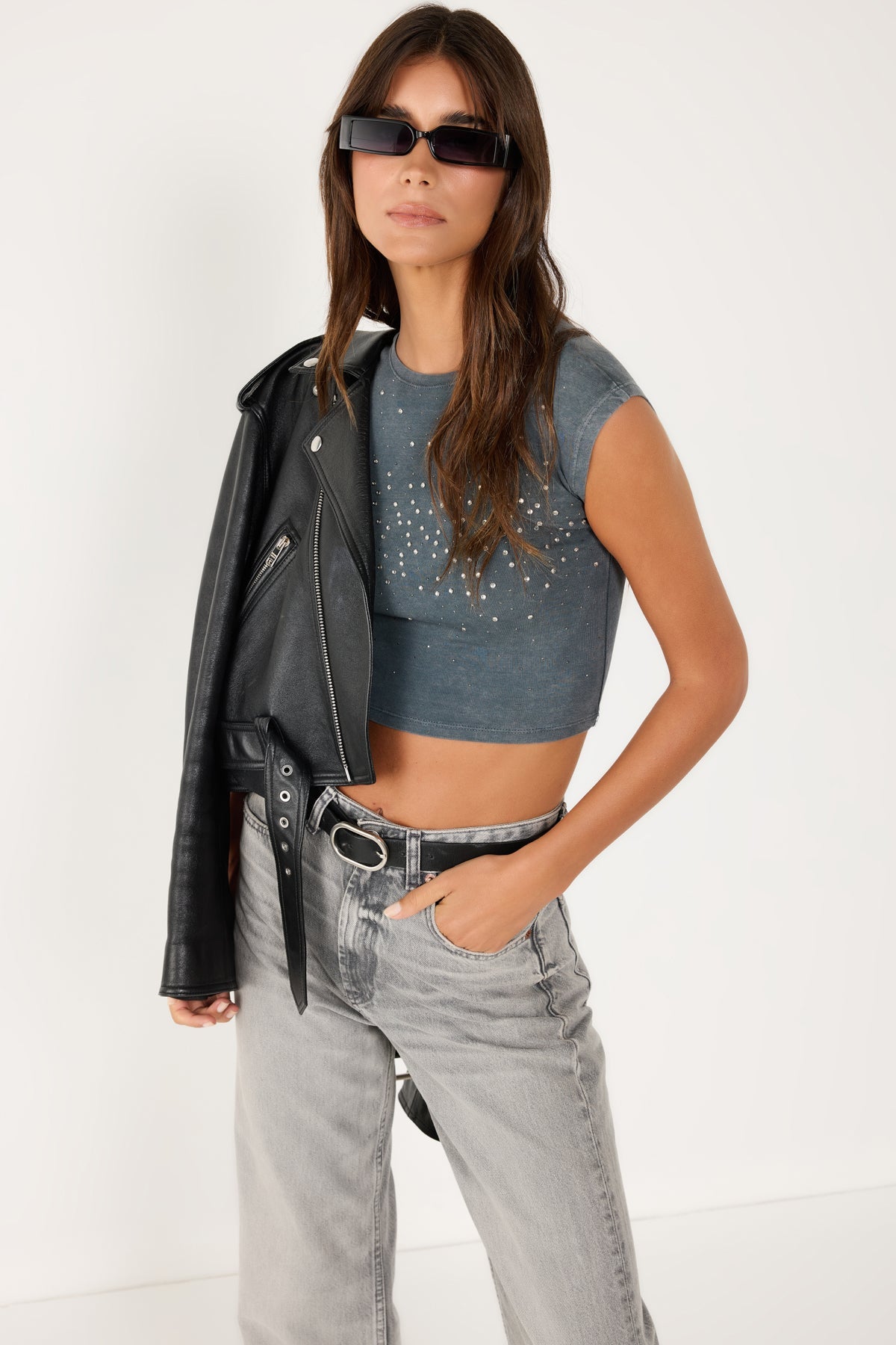 Kurzärmelige Crop-Bluse