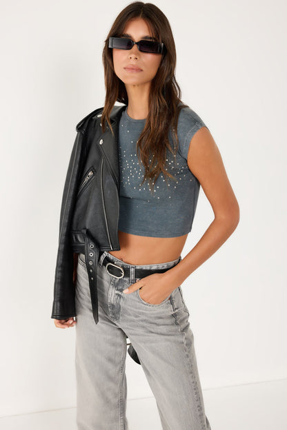 Kurzärmelige Crop-Bluse