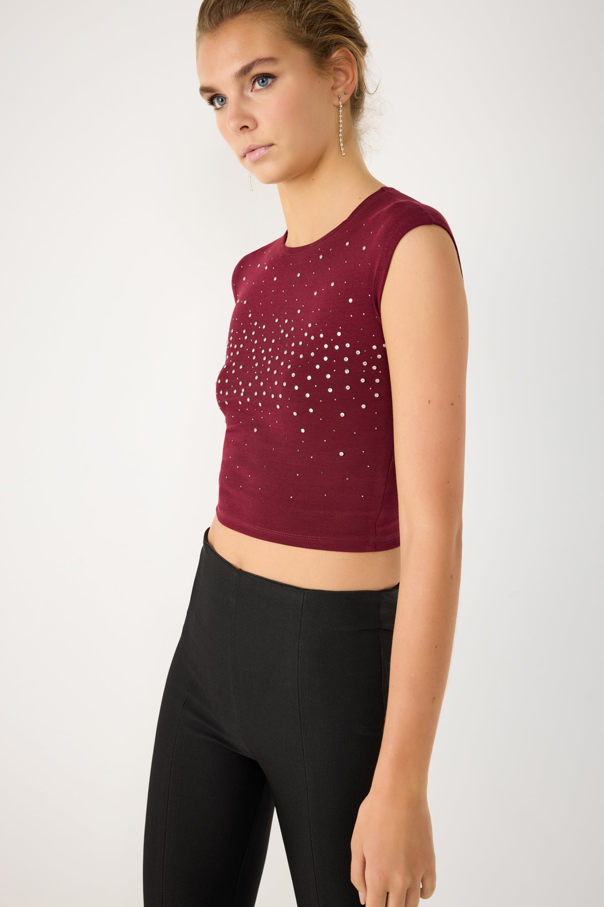 Kurzärmelige Crop-Bluse