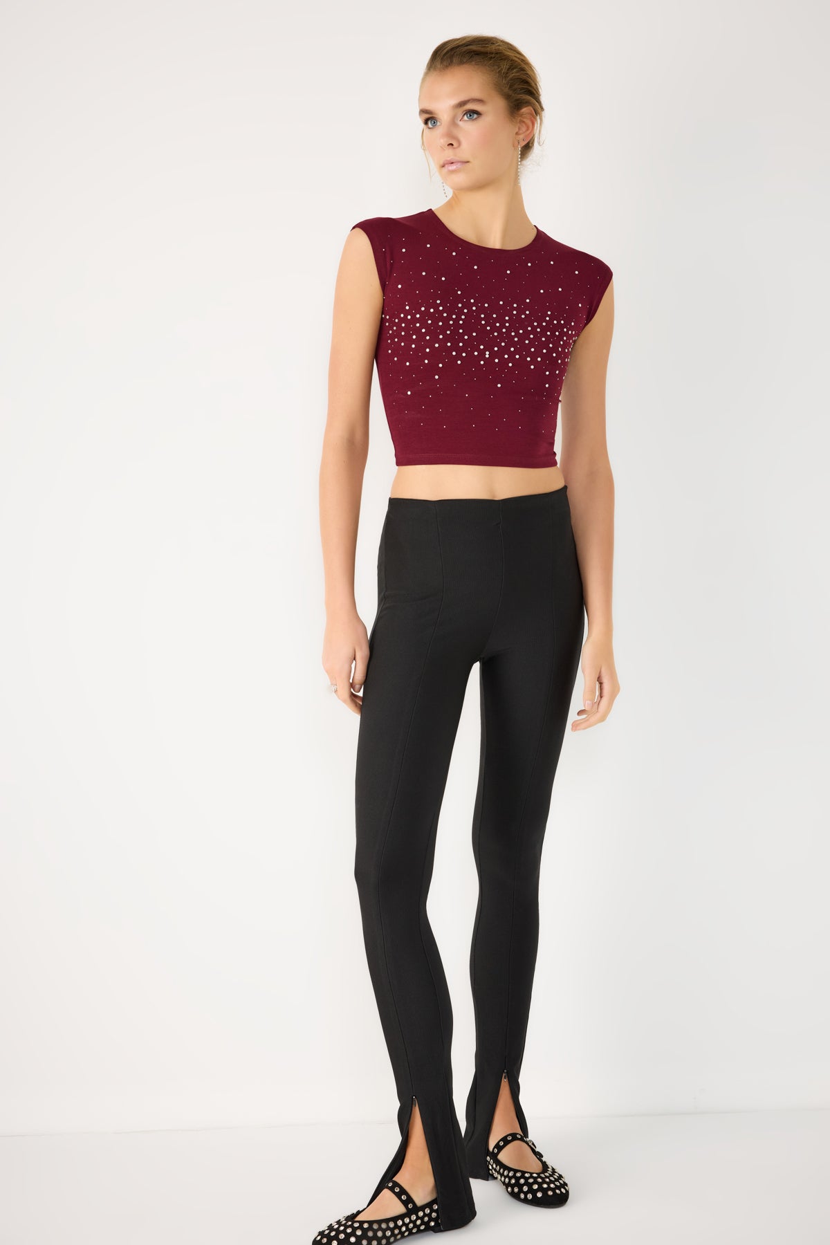 Kurzärmelige Crop-Bluse