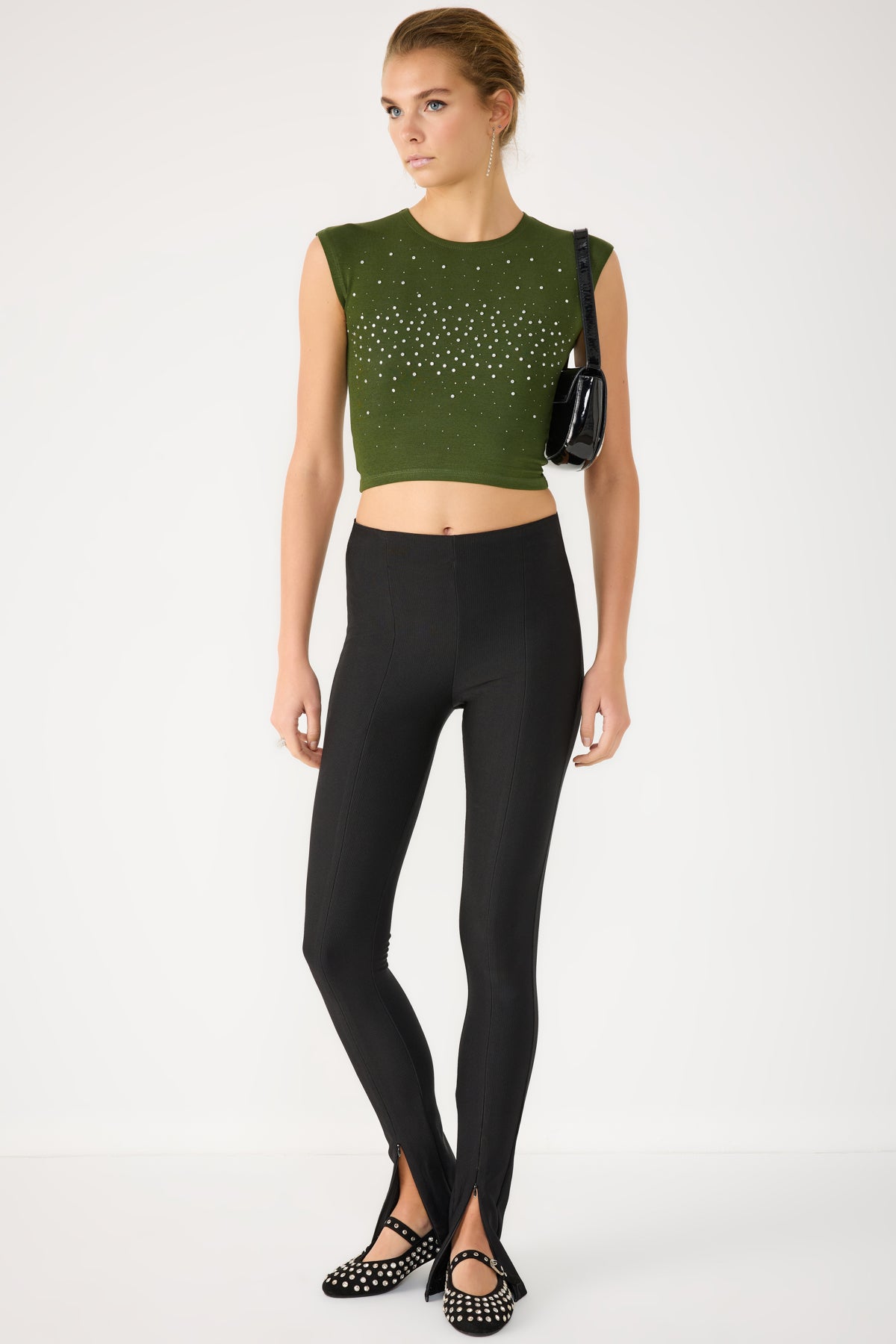 Kurzärmelige Crop-Bluse