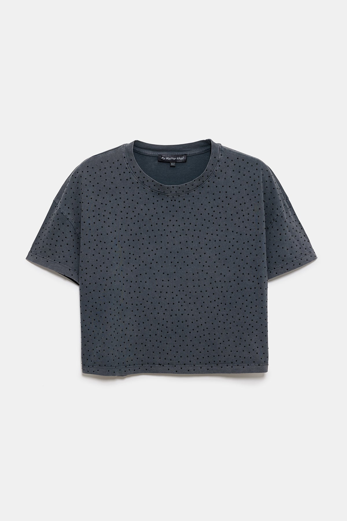 Crop-T-Shirt mit Steinverzierungen