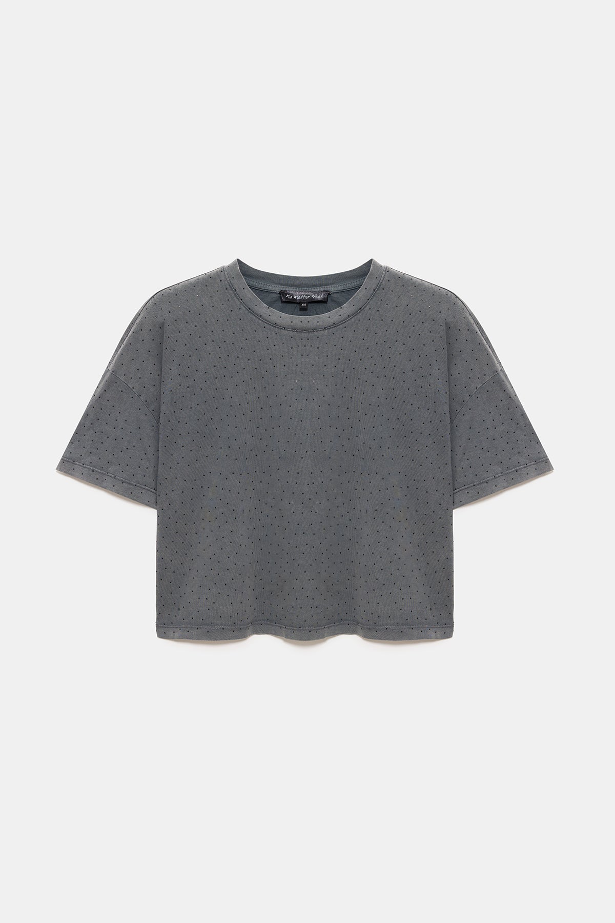 Crop-T-Shirt mit Steinverzierungen