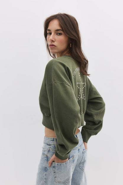 Sweatshirt mit Steinverzierungen