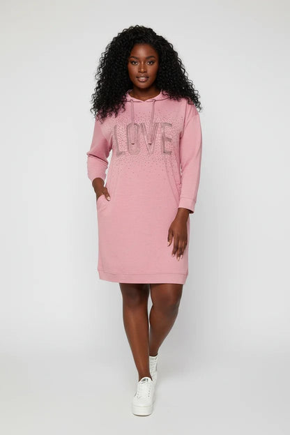 Sweatshirtkleid mit Steinverzierungen