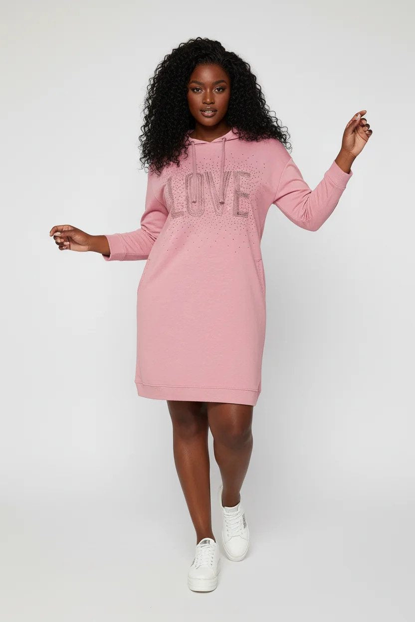Sweatshirtkleid mit Steinverzierungen