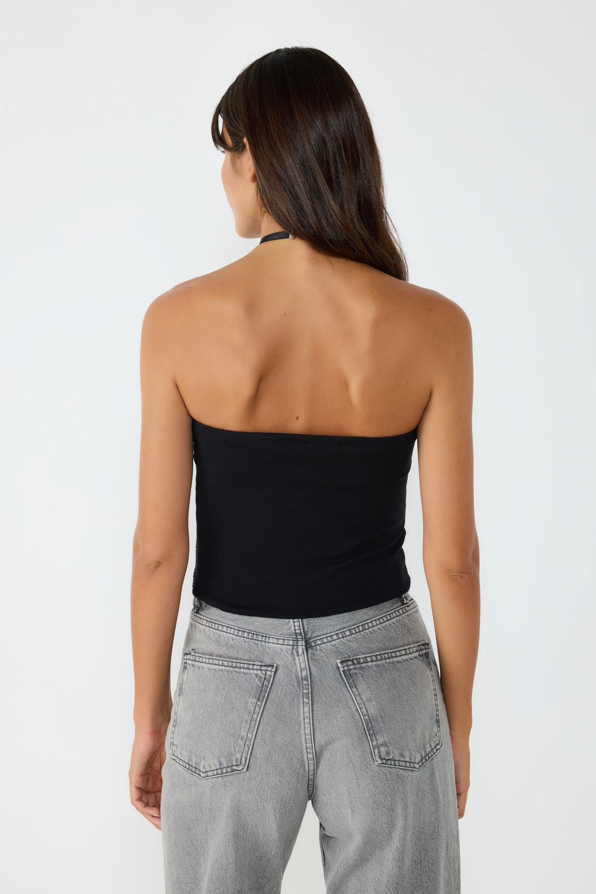 Trägerloses, verziertes Crop-Top
