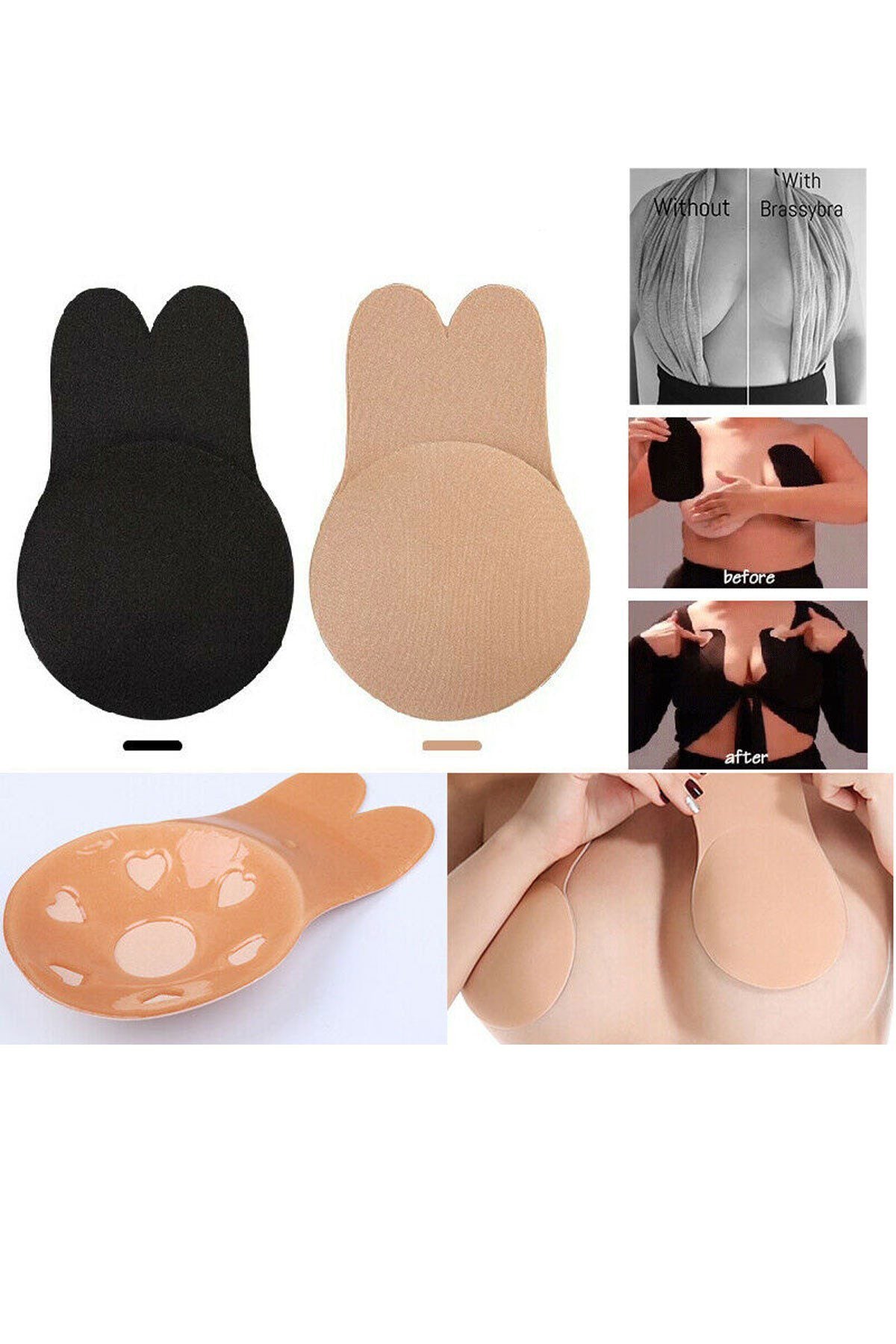 Silikon Push-Up BH mit Brustabdeckungen