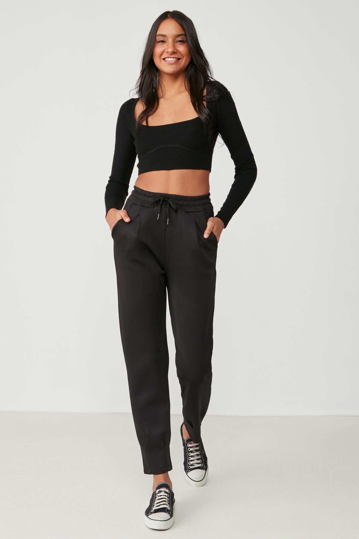 Gerüschte Taille und Saum Jogginghose