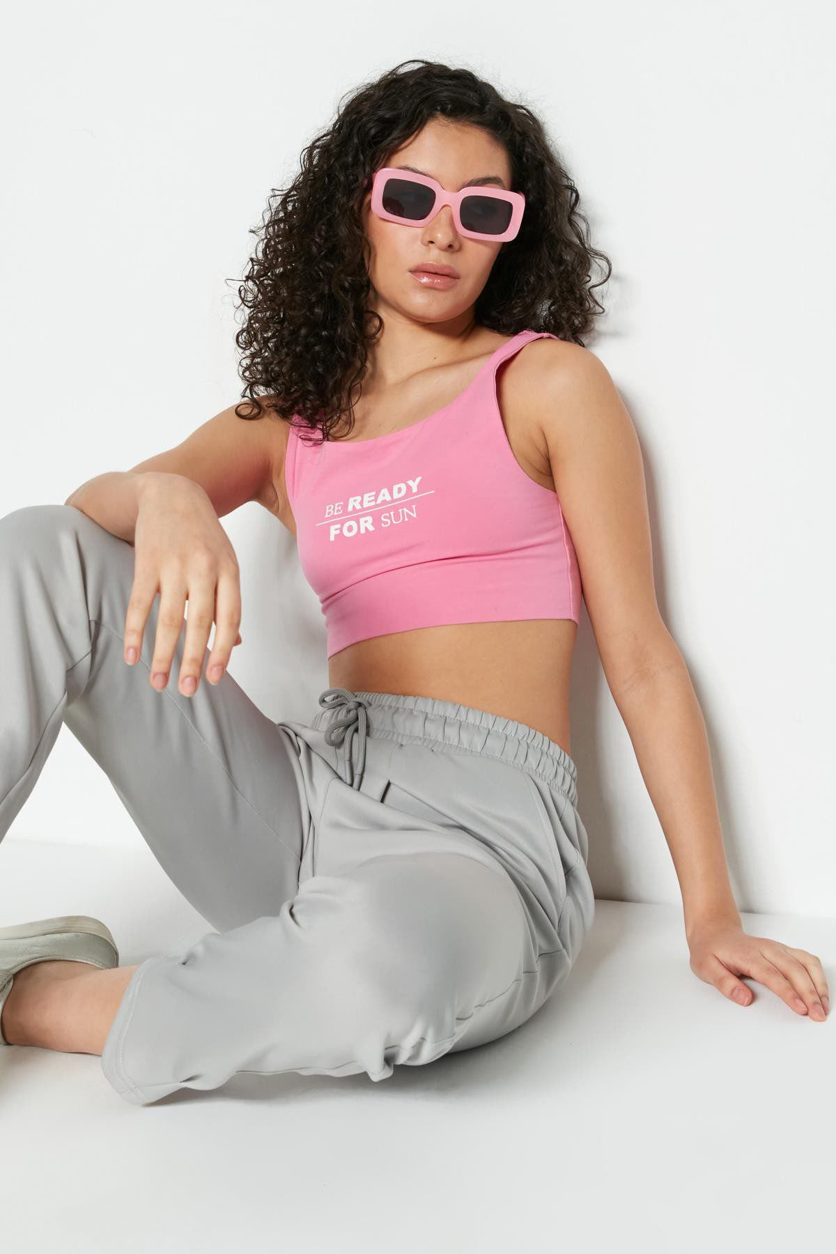 Gerüschte Taille und Saum Jogginghose