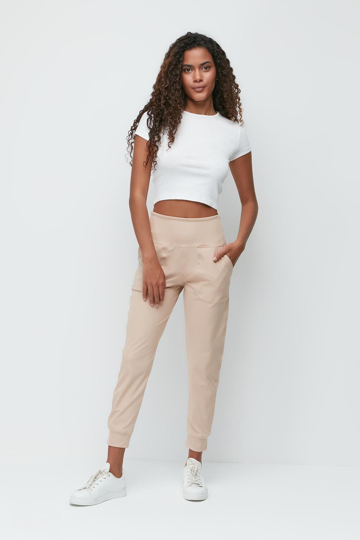 Hochtaillierte Jogger-Sweatpants mit Bündchen