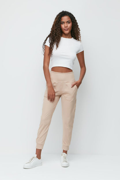 Hochtaillierte Jogger-Sweatpants mit Bündchen