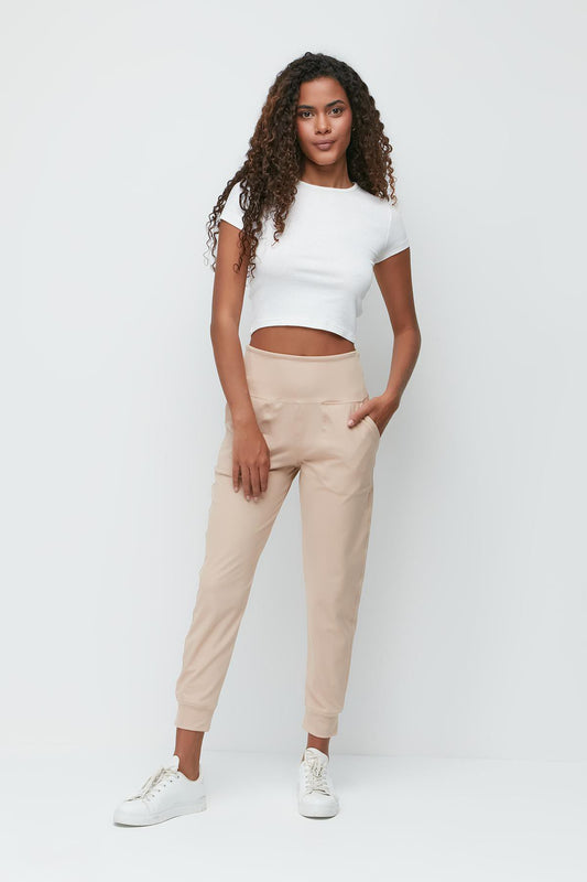 Hochtaillierte Jogger-Sweatpants mit Bündchen