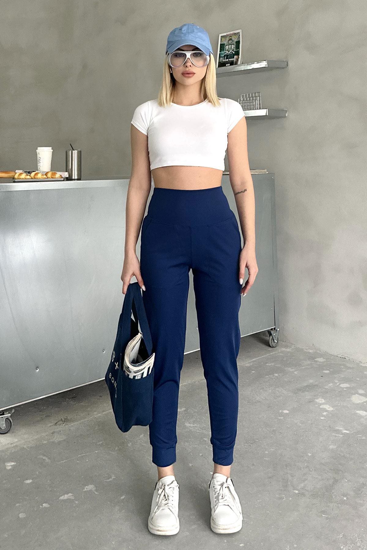 Hochtaillierte Jogger-Sweatpants mit Bündchen
