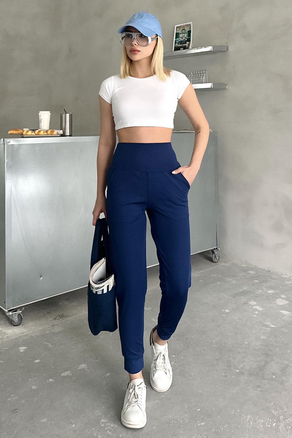 Hochtaillierte Jogger-Sweatpants mit Bündchen