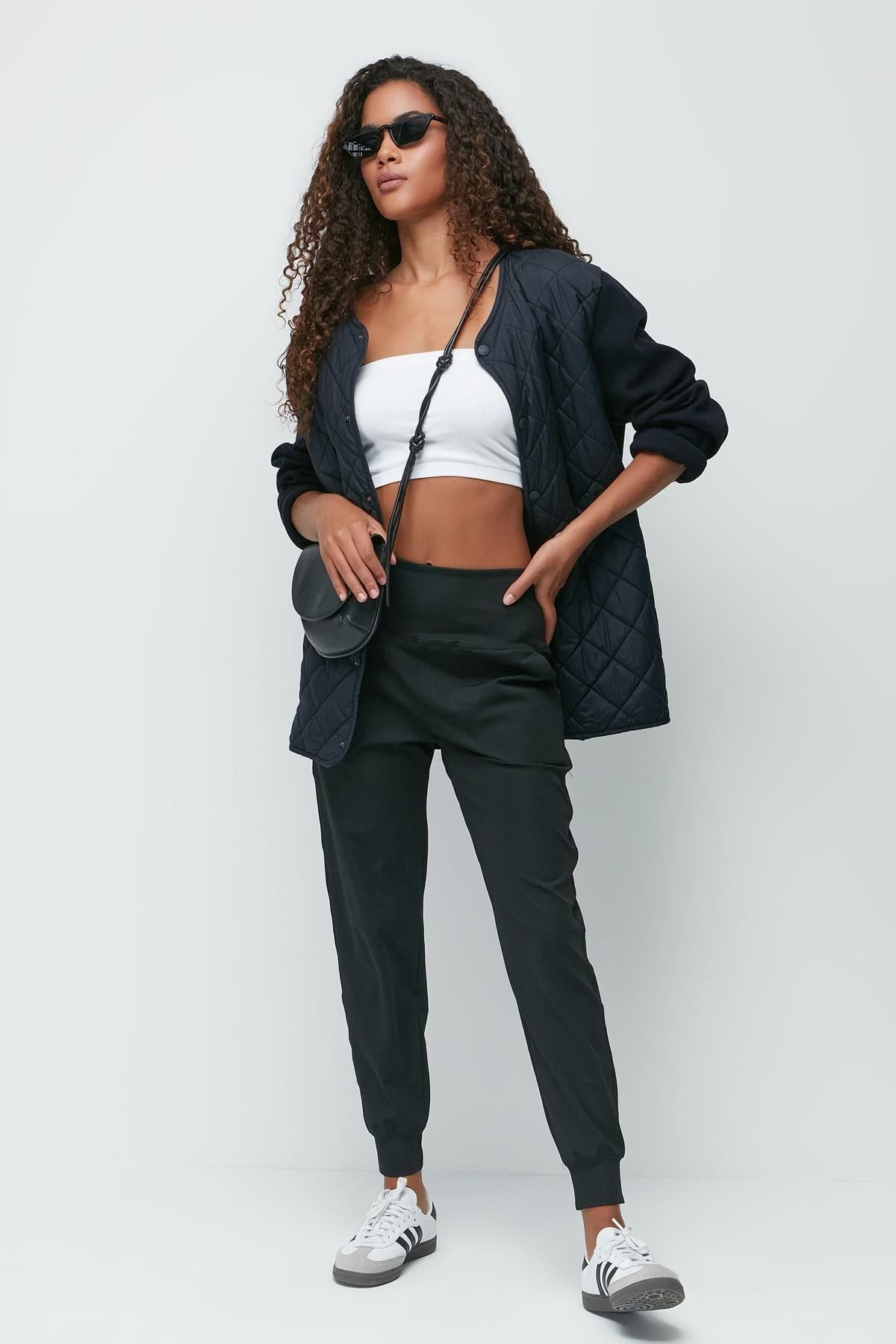 Hochtaillierte Jogger-Sweatpants mit Bündchen