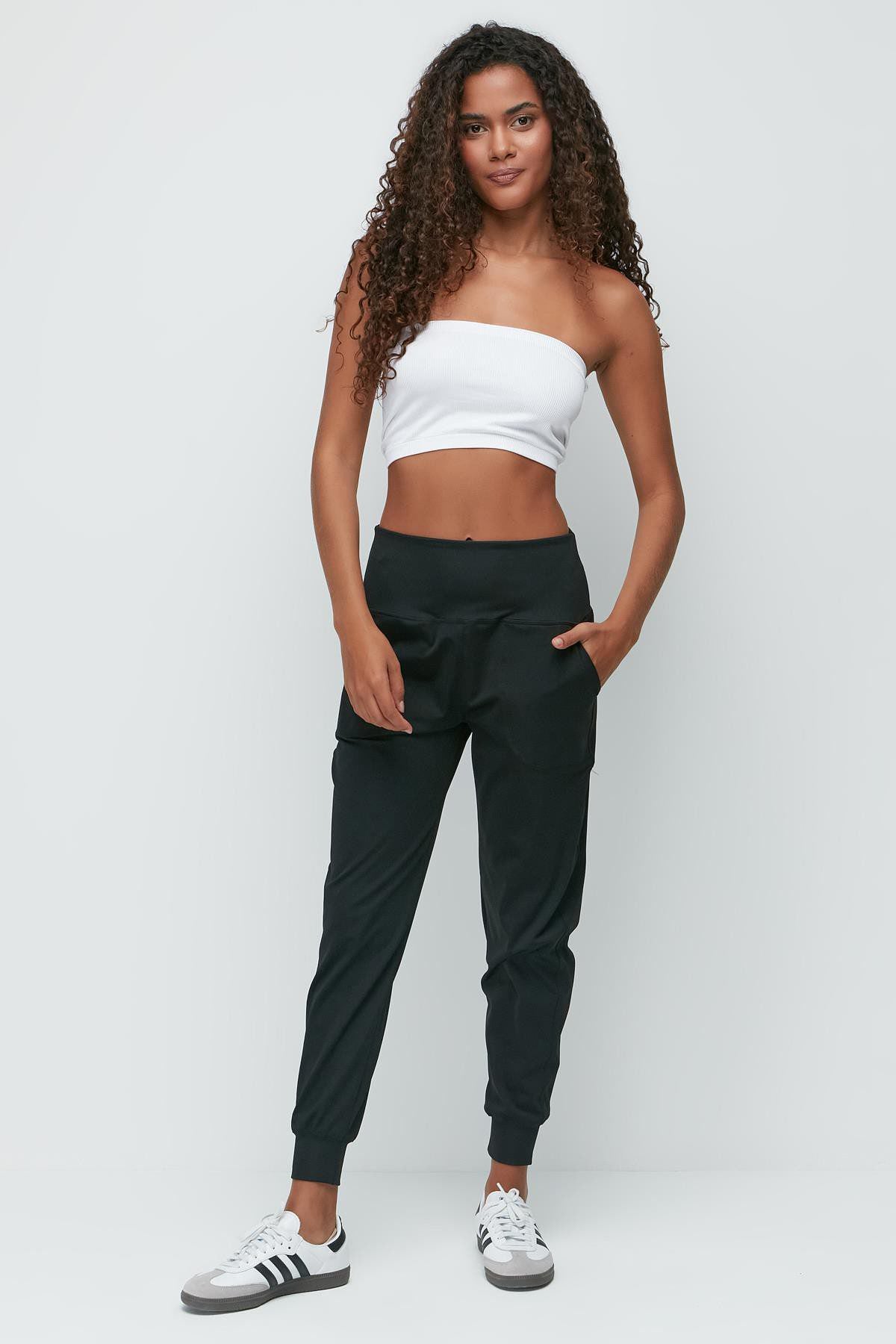 Hochtaillierte Jogger-Sweatpants mit Bündchen