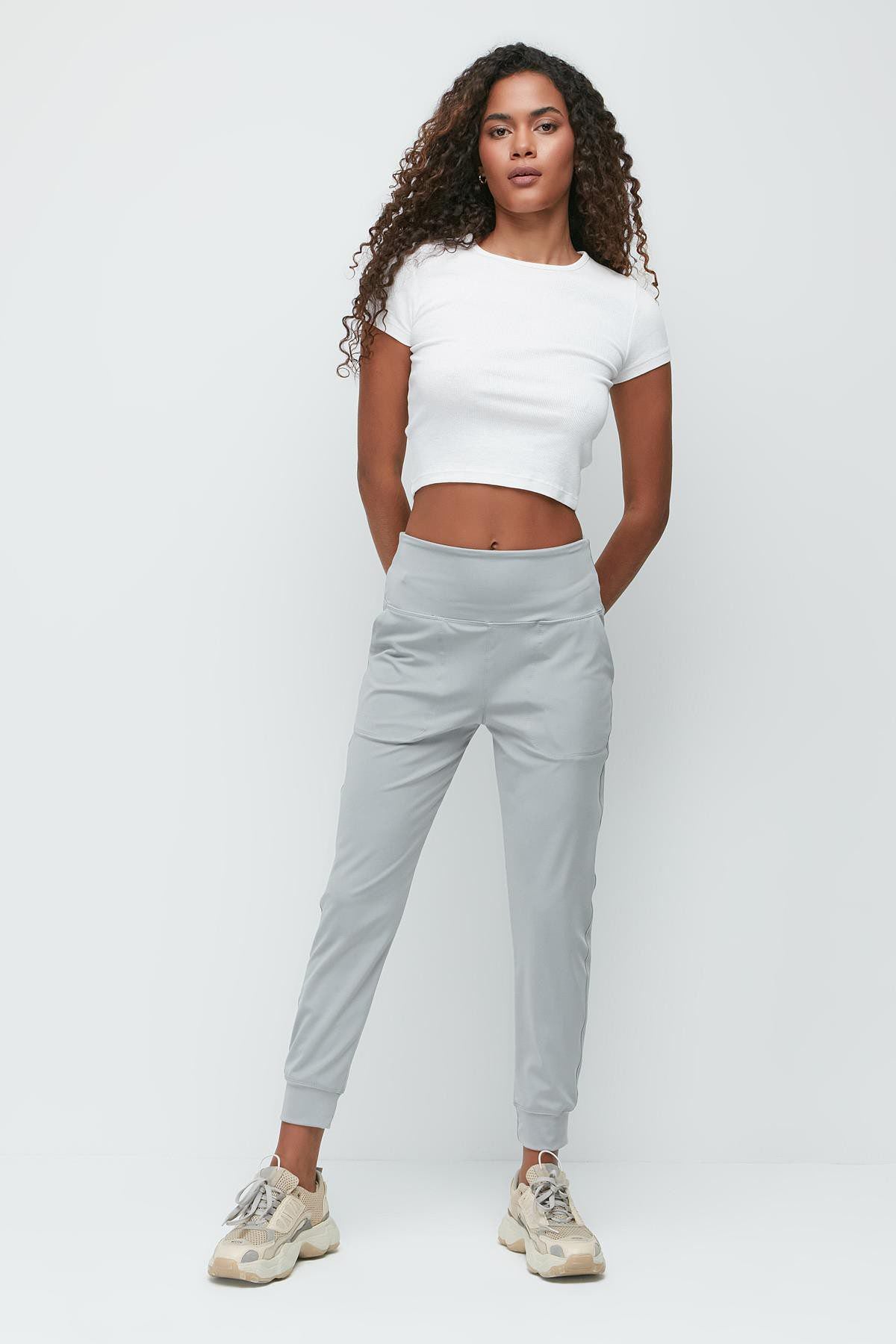 Hochtaillierte Jogger-Sweatpants mit Bündchen