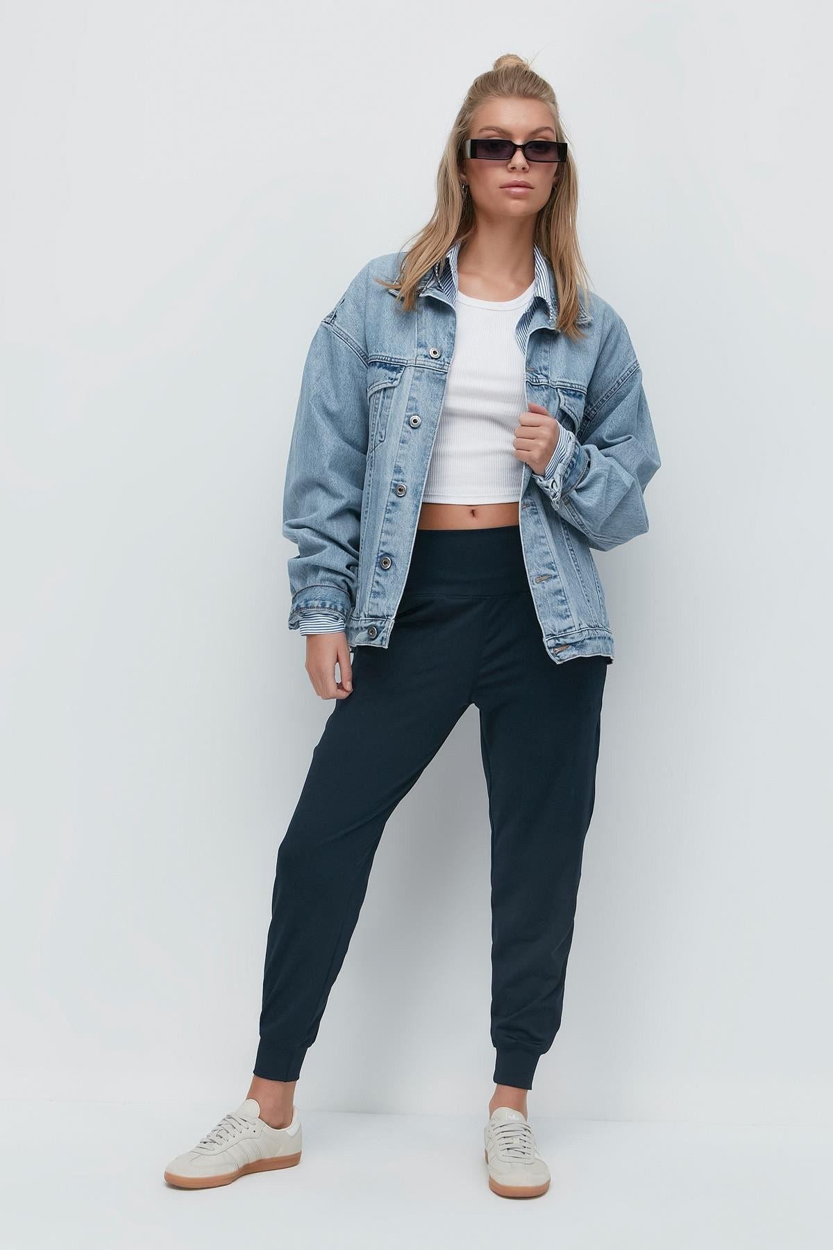 Hochtaillierte Jogger-Sweatpants mit Bündchen