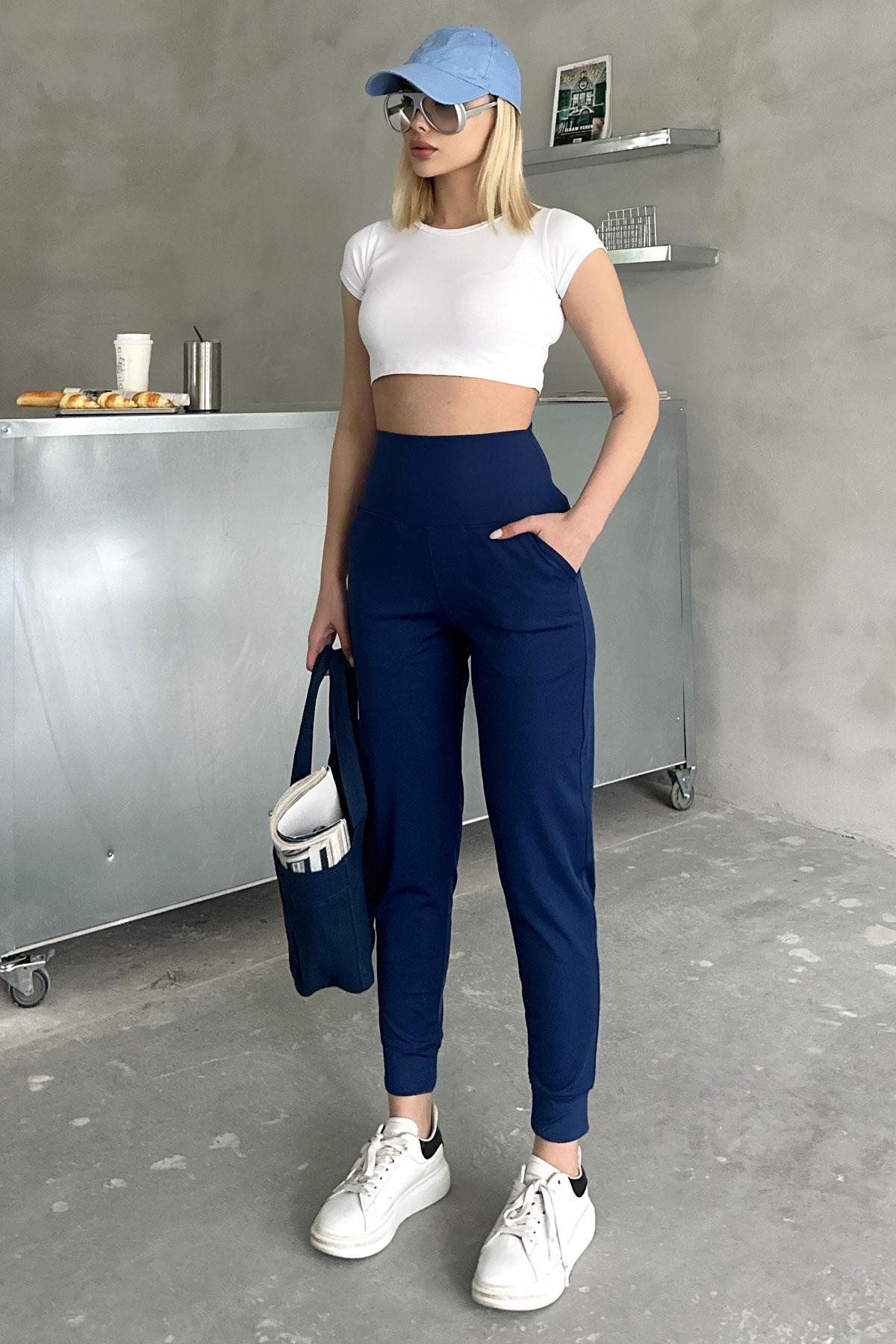 Hochtaillierte Jogger-Sweatpants mit Bündchen