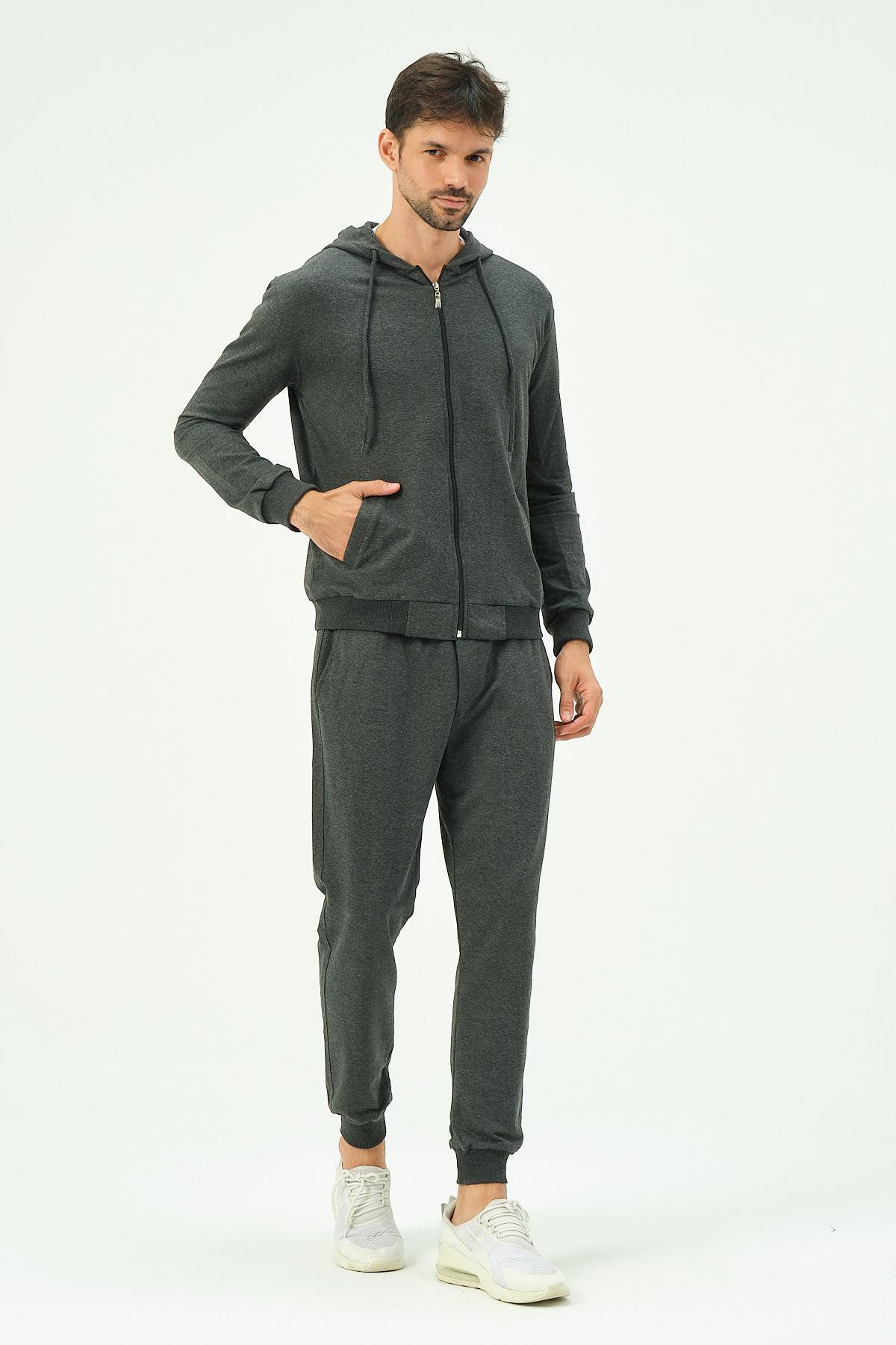 Herren Kapuzen-Zip-Front Jogger Set