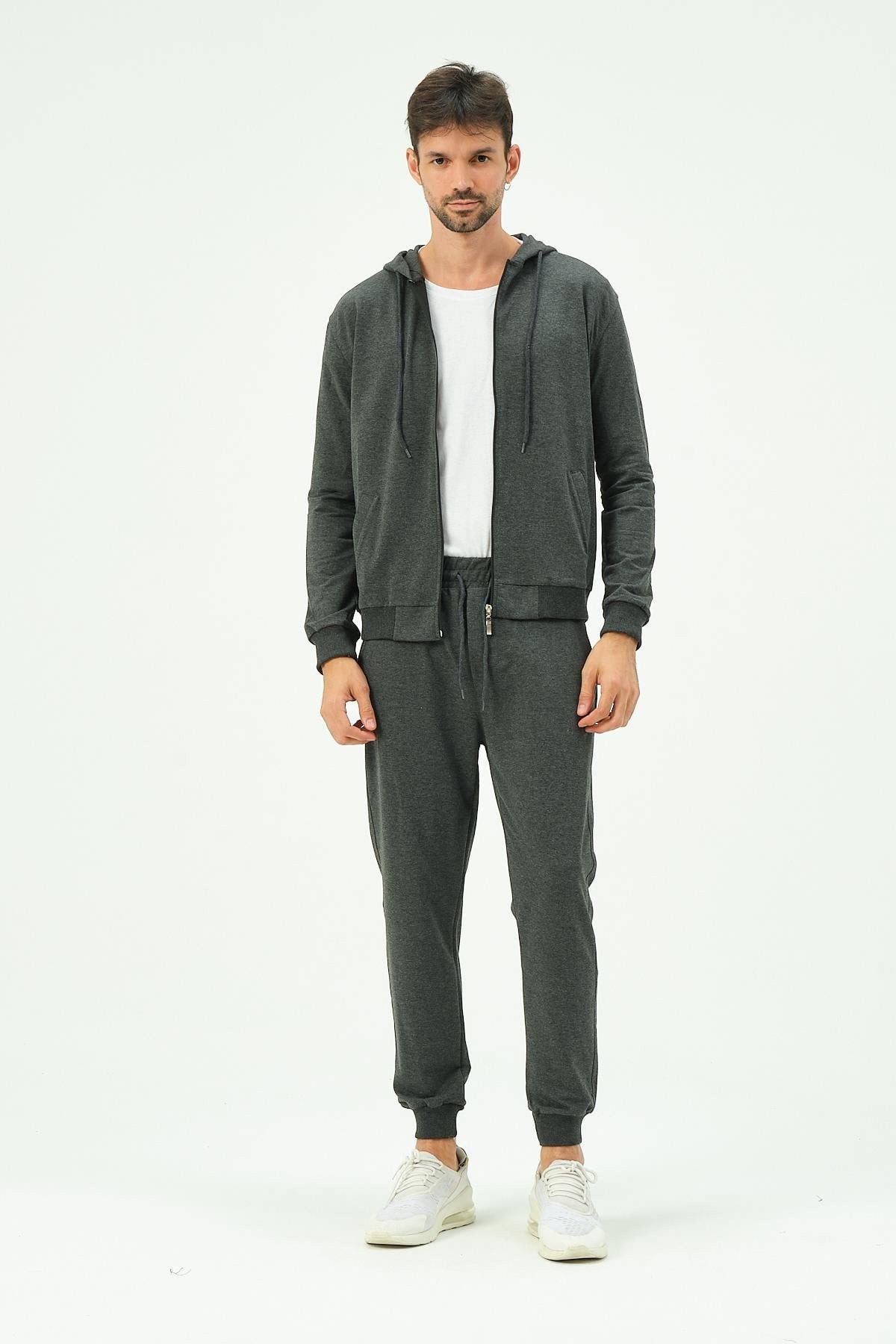 Herren Kapuzen-Zip-Front Jogger Set