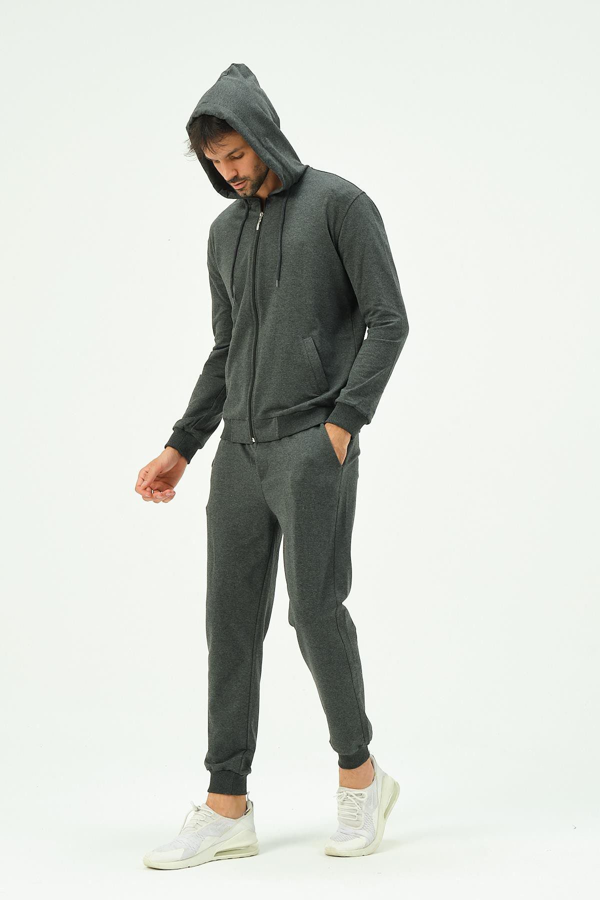 Herren Kapuzen-Zip-Front Jogger Set