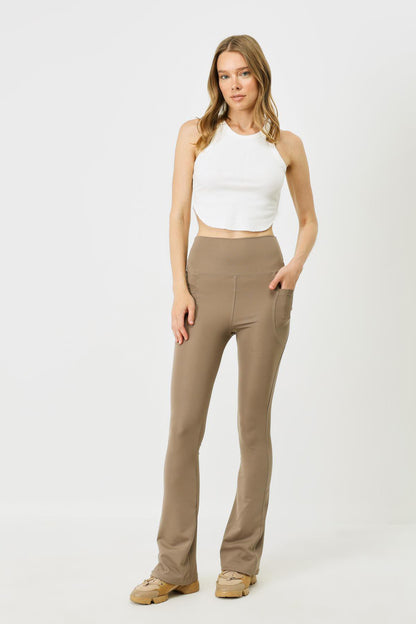 Hochtaillierte Taschen-Lang-Sportleggings