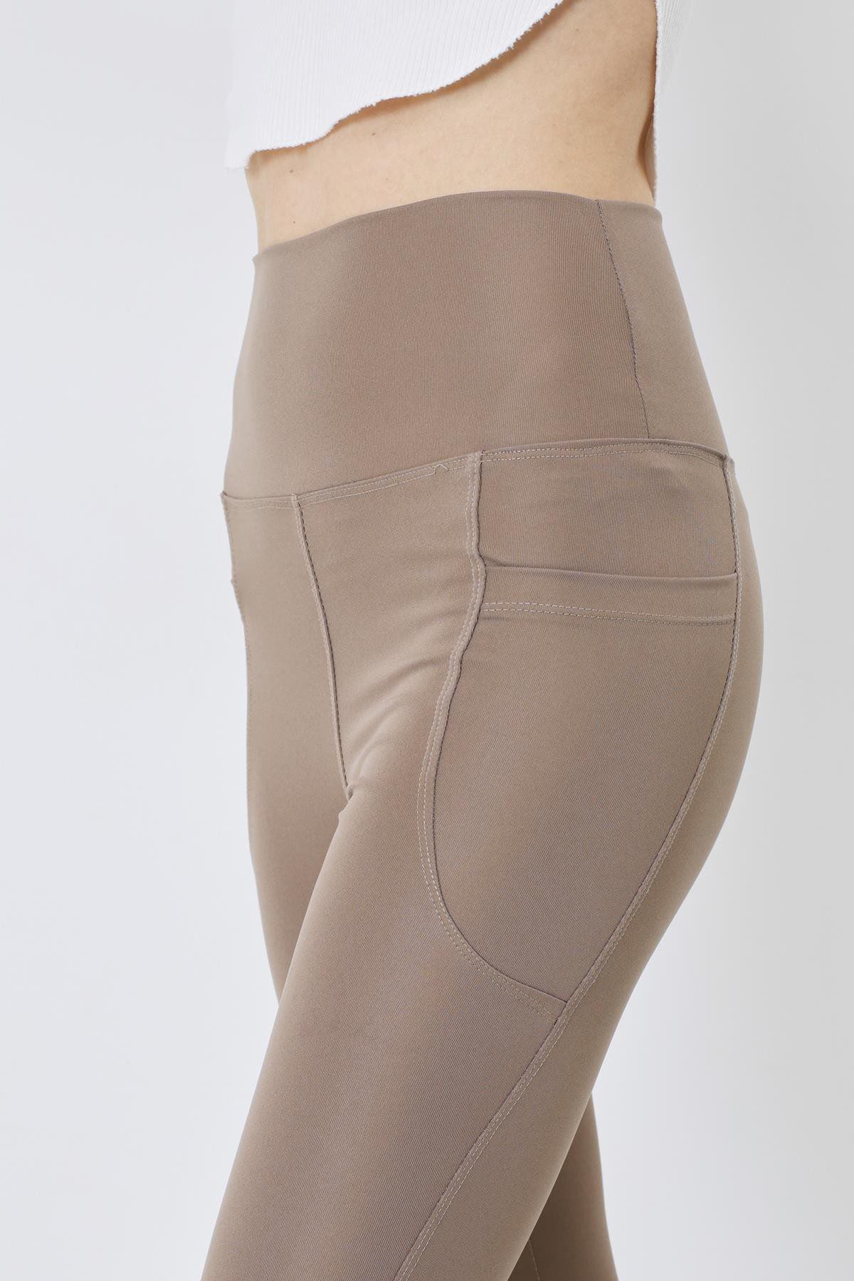 Hochtaillierte Taschen-Lang-Sportleggings