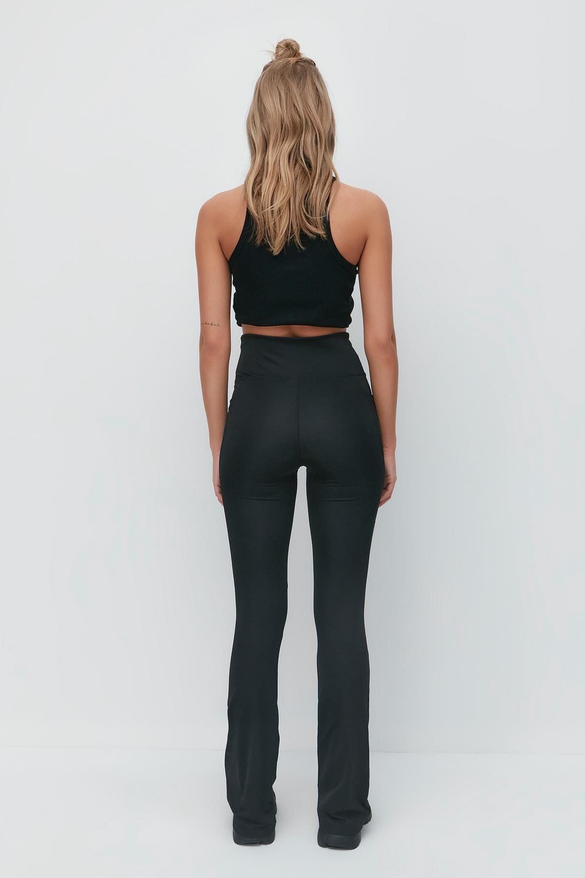 Hochtaillierte Taschen-Lang-Sportleggings