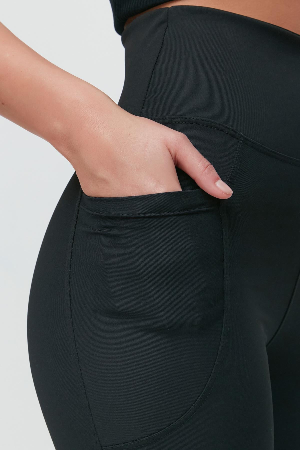 Hochtaillierte Taschen-Lang-Sportleggings