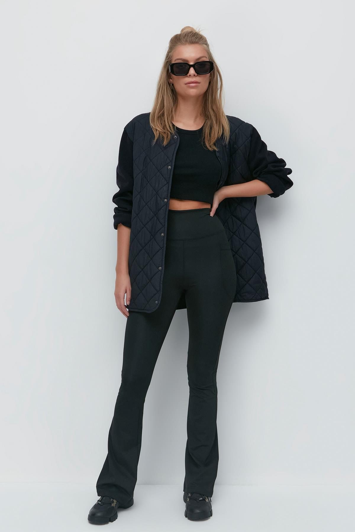 Hochtaillierte Taschen-Lang-Sportleggings