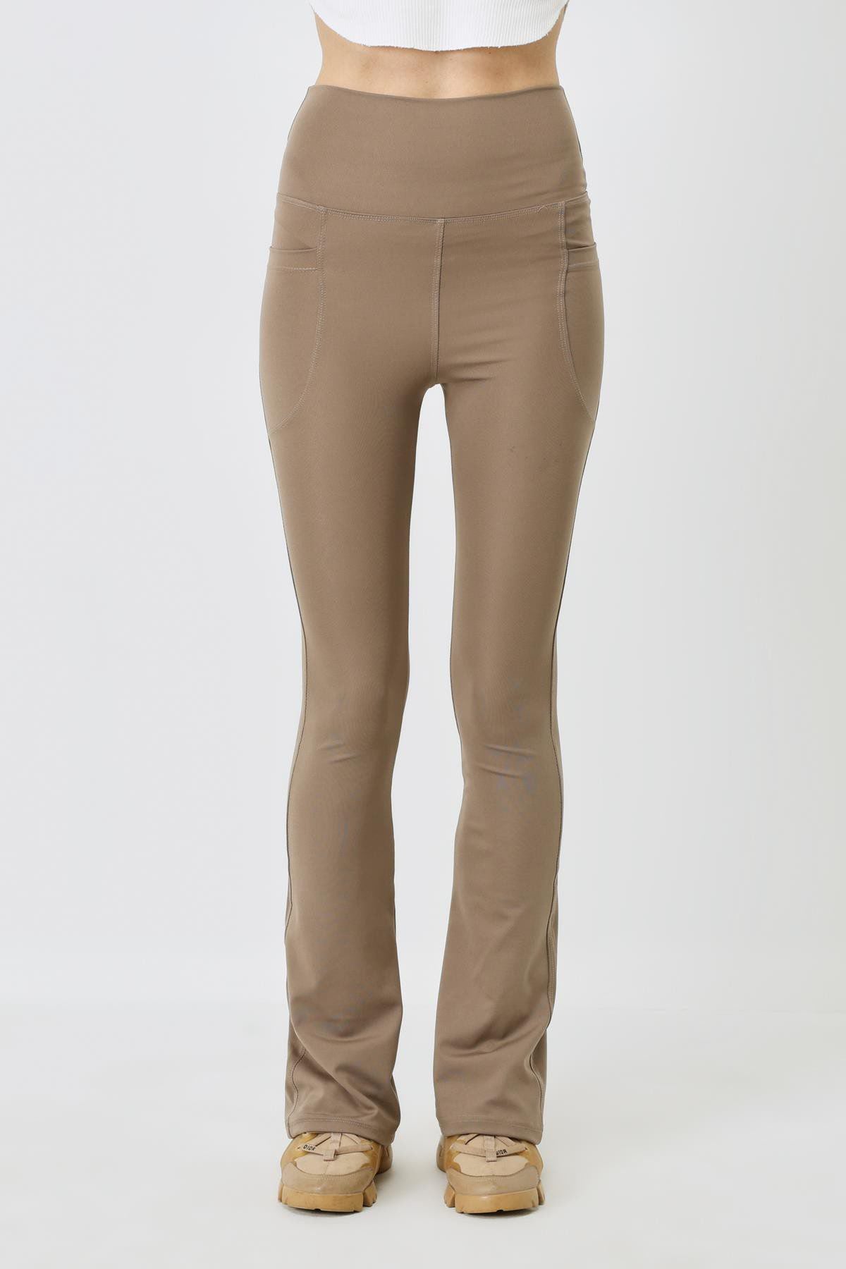 Hochtaillierte Taschen-Lang-Sportleggings