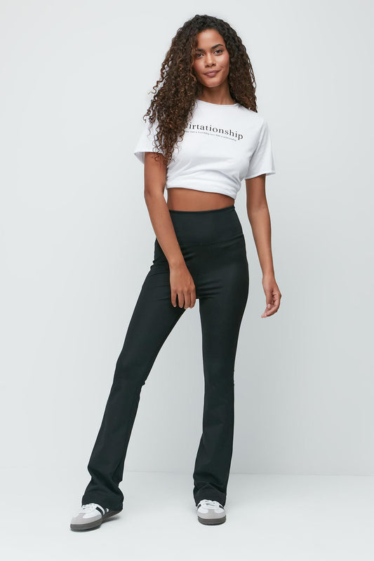 Hochtaillierte Spanische Flare Lange Sportleggings