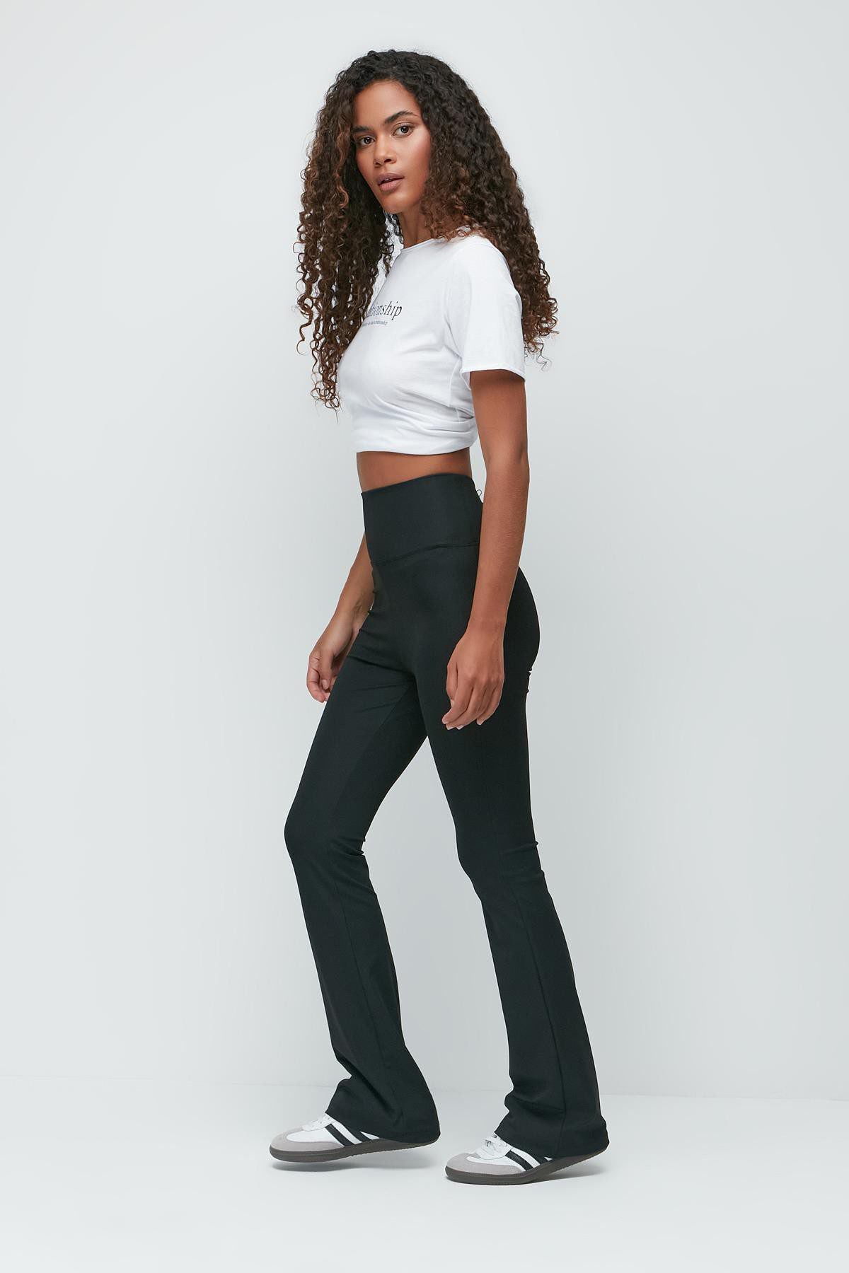 Hochtaillierte Spanische Flare Lange Sportleggings