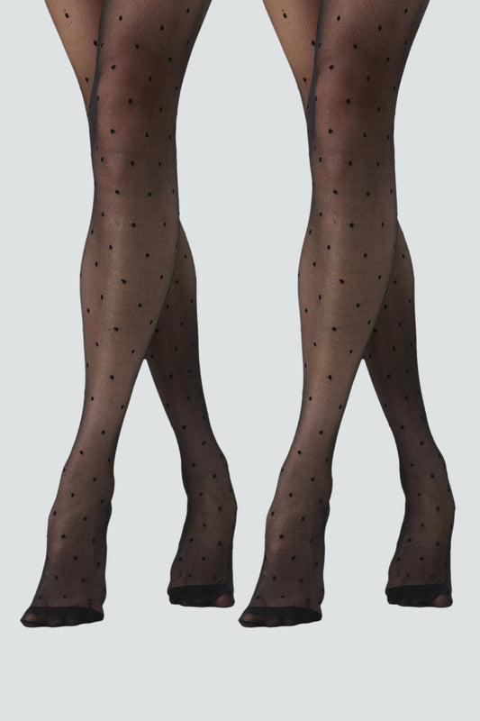 Schlanke Übergröße Polka Dot 20D 2er-Pack Strumpfhosen