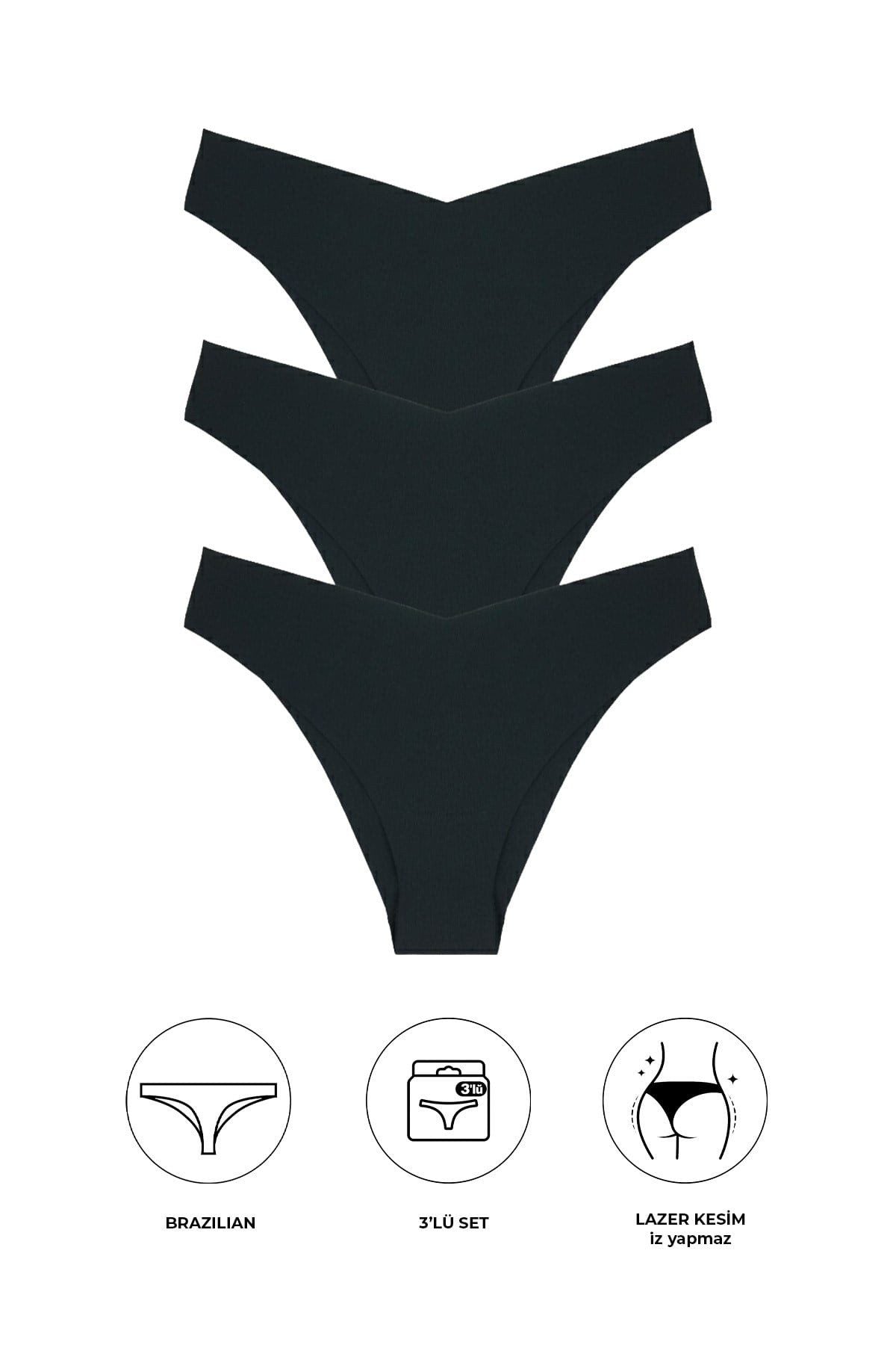 3-teiliges brasilianisches Laser-Cut-Slip-Set