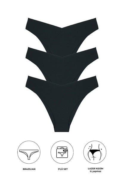3-teiliges brasilianisches Laser-Cut-Slip-Set
