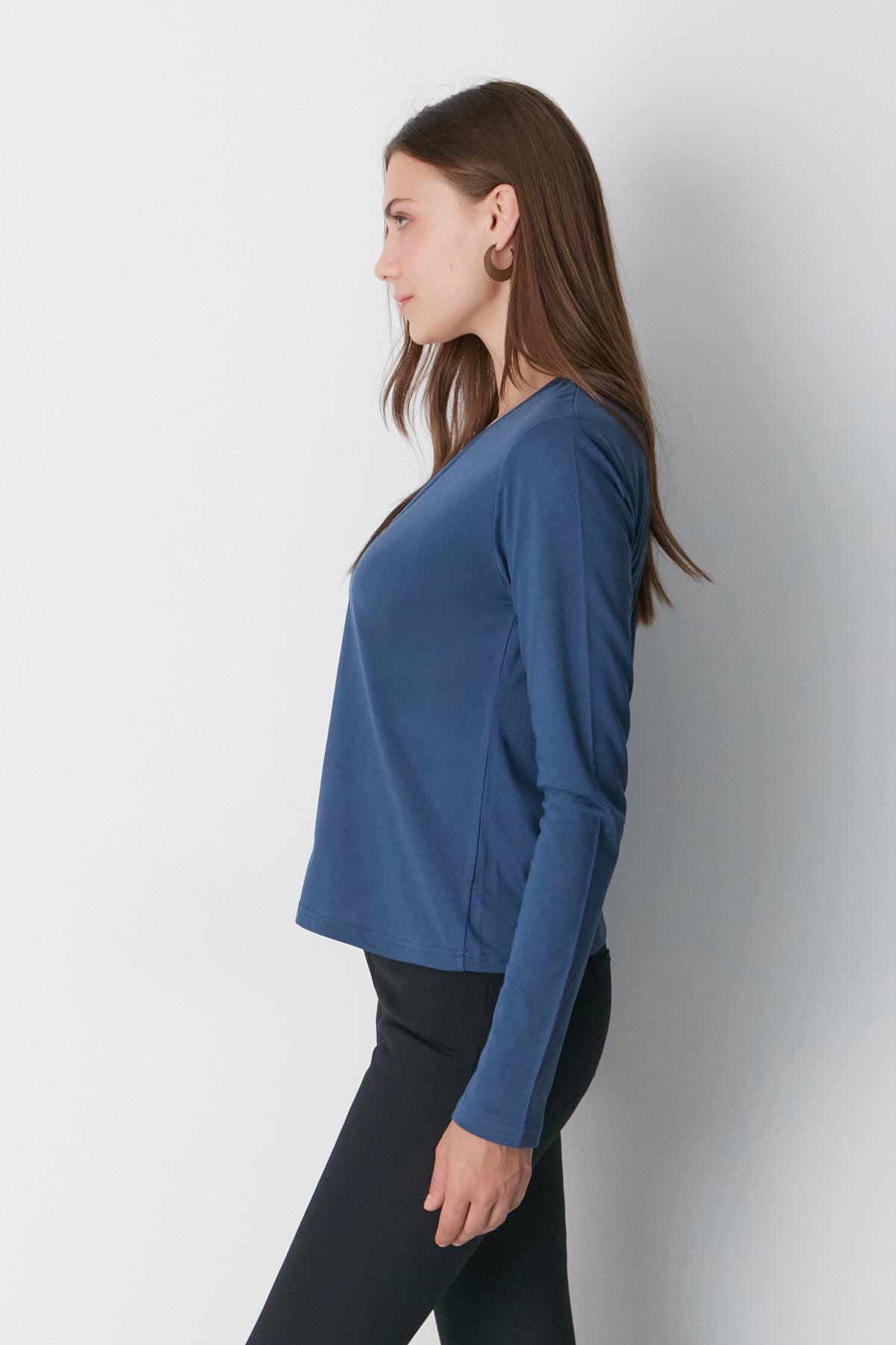 V-Ausschnitt Langarm 2er-Pack Basic T-Shirt