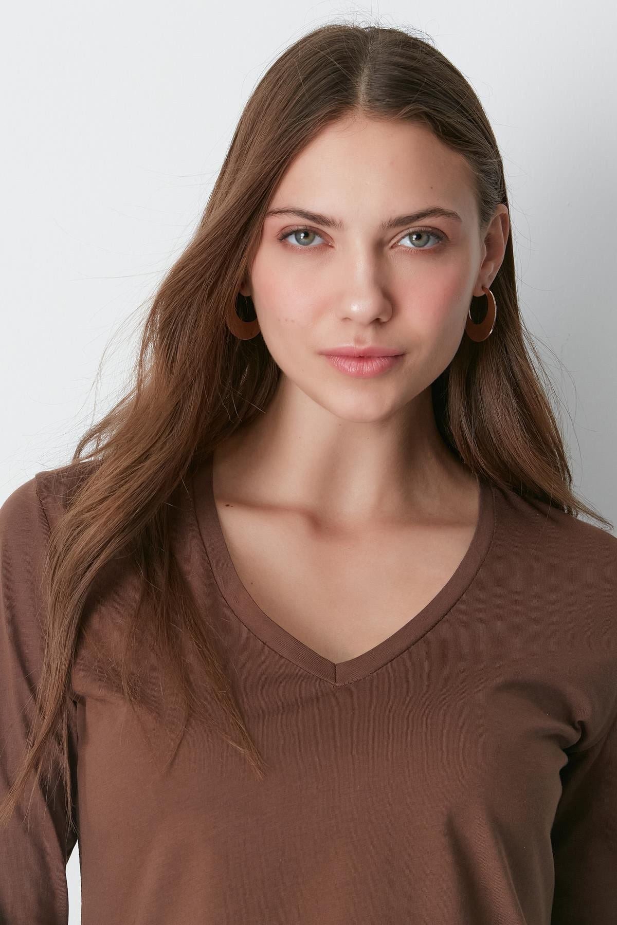 V-Ausschnitt Langarm 2er-Pack Basic T-Shirt